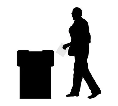 Silhouette of voting man, election. Vector illustration Stock Illustration