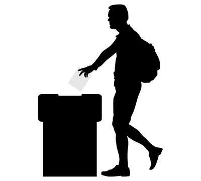 Silhouette of voting man, election. Vector illustration Illustrazione stock