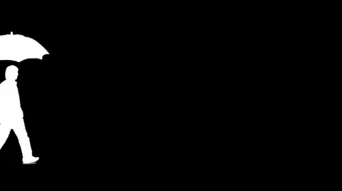 Silhouette - Walker with Umbrella Stock-Footage 1056866