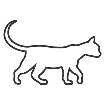 Silhouette, walking cat icon. linear illustration. Pet and pet symbol Stock Illustration