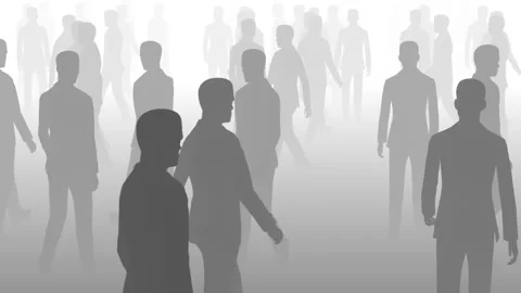 Silhouette of Walking Crowd Stock Footage 126808868