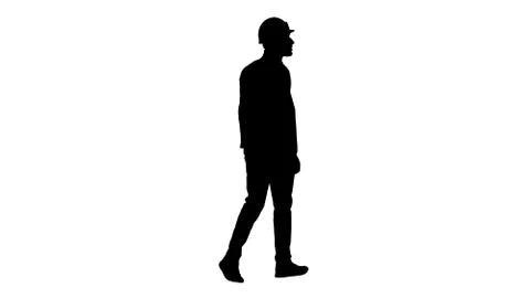 Silhouette Walking engineer in helmet. Illustrazione stock