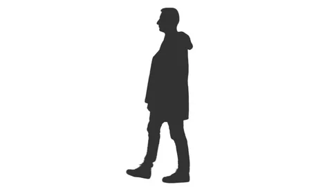 Silhouette of walking man, Full HD footage with alpha channel Stock Footage 76428355