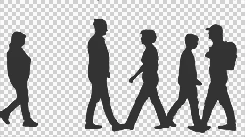 Silhouette of walking people, Full HD footage with alpha channel Stock Footage