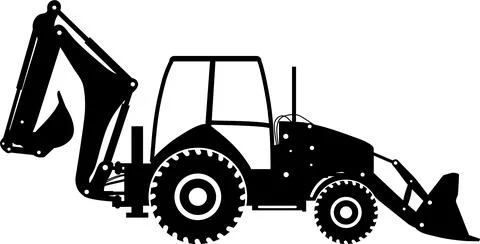 Silhouette of Wheel Backhoe Loader Icon in Flat Style. Vector Illustration Illustrazione stock