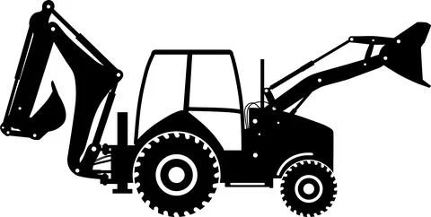 Silhouette of Wheel Backhoe Loader Icon in Flat Style. Vector Illustration Stock-Illustration