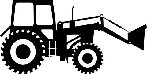 Silhouette of Wheel Loader Icon in Flat Style. Vector Illustration Illustrazione stock