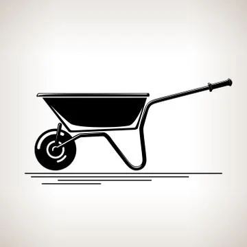 Silhouette a Wheelbarrow on a Light  Background 스톡 일러스트