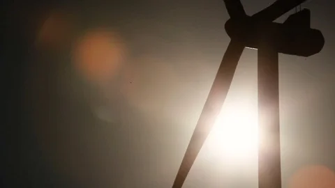 Silhouette of wind turbine Stock Footage 74771994