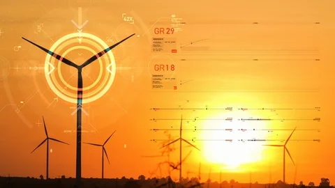 Silhouette wind turbine with User interface Видео 111901064