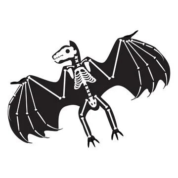 Silhouette Winged Vampire Roentgen Skeleton Bones Stock Illustration