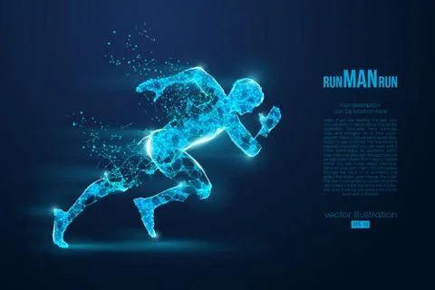 Silhouette of a wireframe running athlete, man. Athlete runs sprint and marathon Stock Illustration