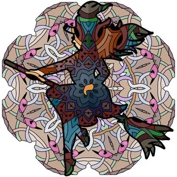Silhouette of a witch decorative with a pattern. Vector zentangle object for Stock Illustration