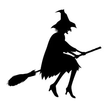 Silhouette of witch Stock Illustration