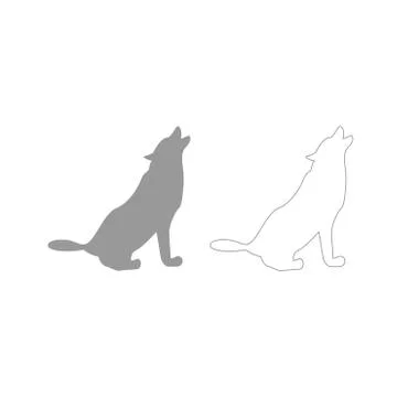 Silhouette of the wolf grey set icon . Stock Illustration