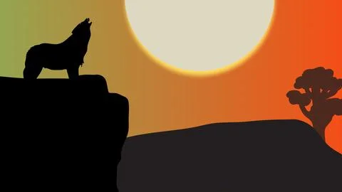 Silhouette of a wolf Stock Illustration