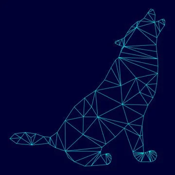 Silhouette of the wolf low poly triangulation triangulated polygonal electric Stock Illustration