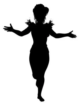 Silhouette of Woman in Dynamic Pose イラスト素材