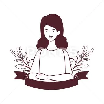 Silhouette of woman with garland and ribbon Stock Illustration