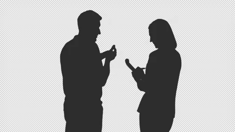Silhouette of woman manager taking notes while listening to client, alpha Video stock 306366278