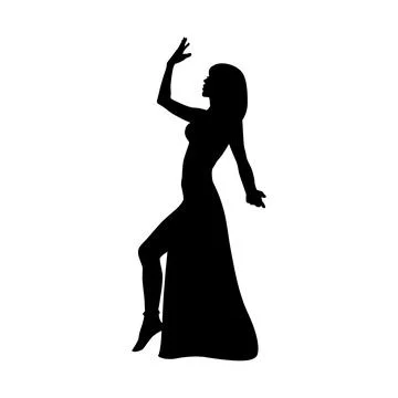 Silhouette woman oriental dancer Stock Illustration