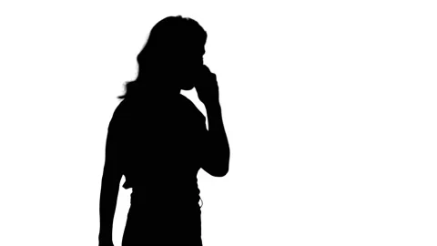 Silhouette Woman talking on the phone. Stock Footage