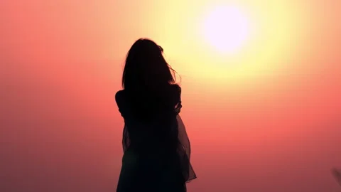 Silhouette woman using camera on smartphone Stock Footage 142719136