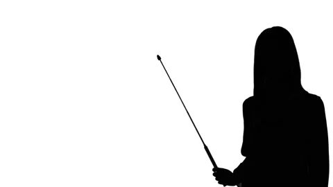 Silhouette of woman using a pointer. Stock Footage 157480221