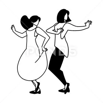 Silhouette of men in pose of dancing on white background ~ Clip Art  #121290767