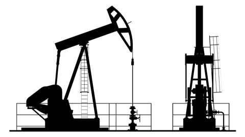 Silhouette of a working oil pump on a white background. Stock Footage 331968880