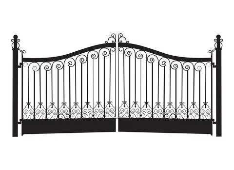 Silhouette of a wrought iron gate vector illustration Stock Illustration