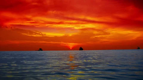 Silhouette of the yachts at red sunset Video stock 33714569