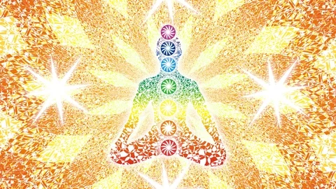Silhouette of yoga in the lotus position against the  rolling yellow mandala 스톡 동영상 108337953