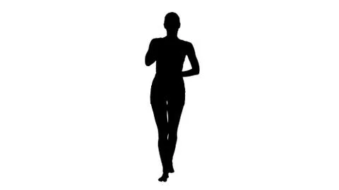 Silhouette Yoga teacher walking and doing breathing exercise. Stock Illustration