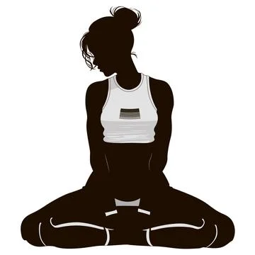 Silhouette of yoga. Vector. Doing stretching Stock Illustration