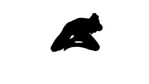 Silhouette Yogi finished training. Stock Illustration