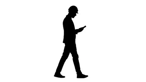 Silhouette Young architect reading textbook or notebook while walking. 스톡 일러스트