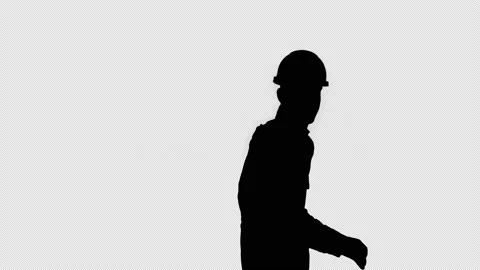 Silhouette Young construction worker in hard hat dancing hip-hop, Alpha Channel Stock-Footage 140504814
