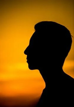 Silhouette of a young guy Foto stock