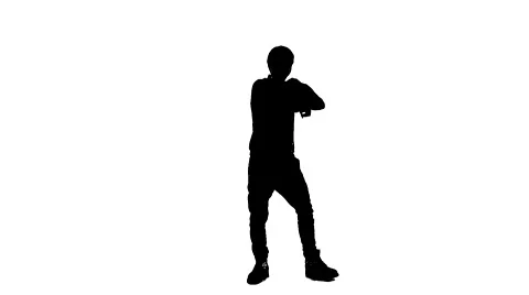 Silhouette Of Young Man Dancing Stock Footage 59381709