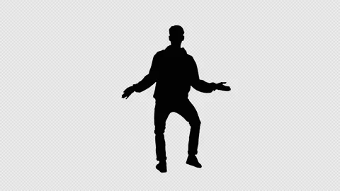 Silhouette Young man dancing hip-hop doing waves, Alpha Channel 動画素材 150729923