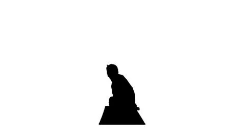 Silhouette Young man doing squat with twist and bend yoga Stock Illustration