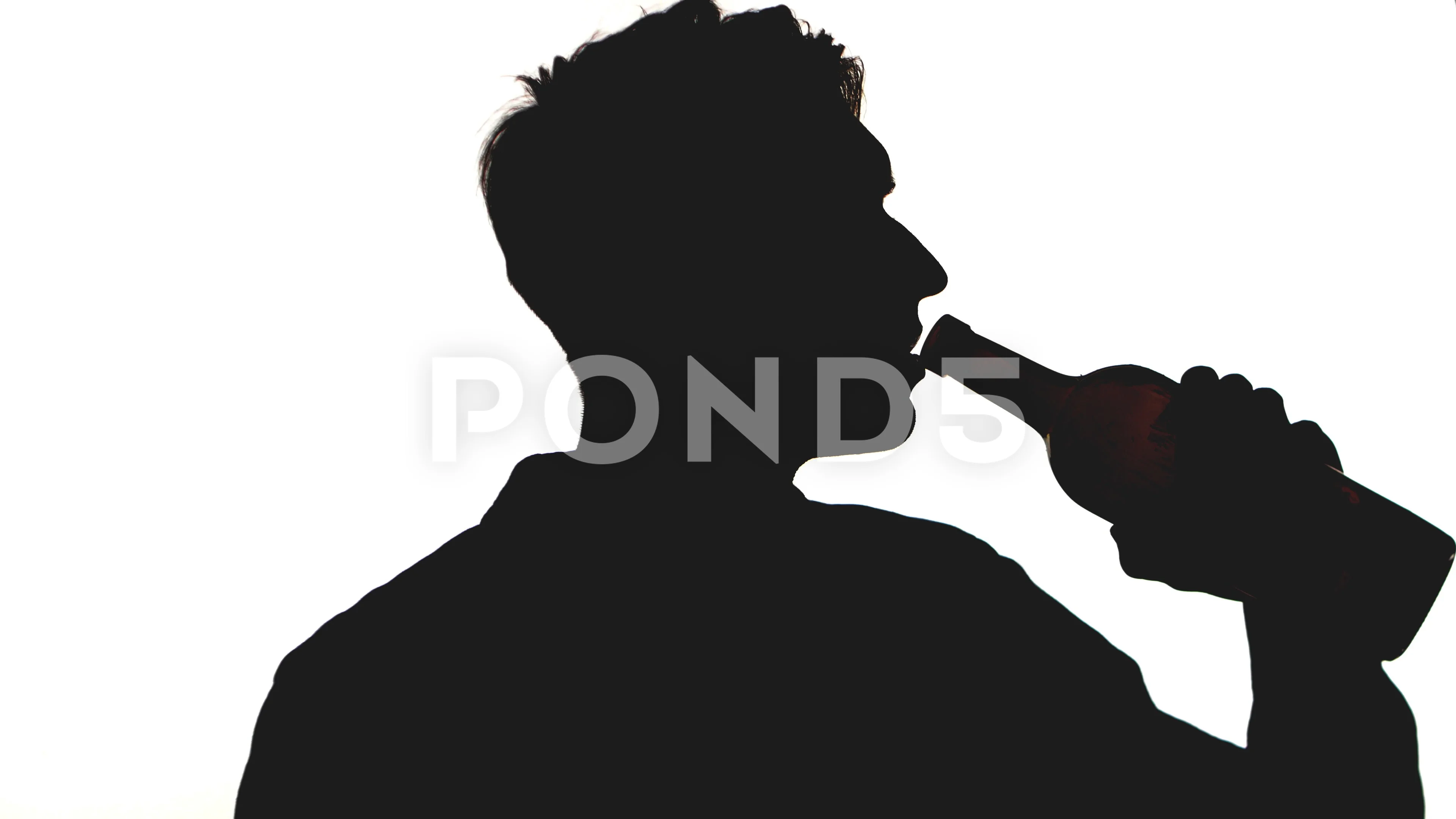 man drinking beer silhouette