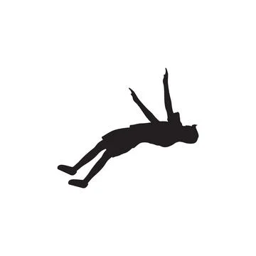 Silhouette young man flying down logo design, vector graphic symbol icon il.. Stock Illustration