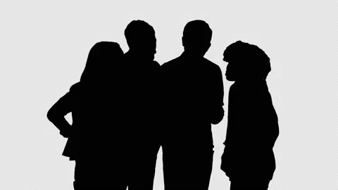 Silhouette Young man reading an article from a magazine to his friends, they Stock-Footage 151072684
