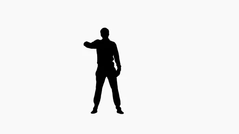 Silhouette Young office man dancing locking. 動画素材 127622641