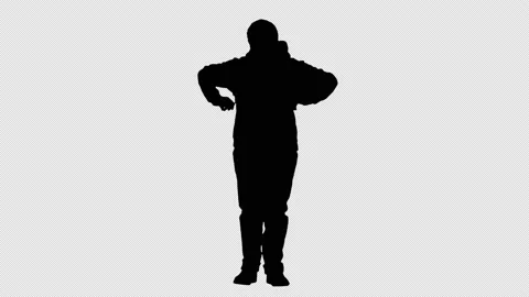Silhouette Young student with backpack standing., Alpha Channel Video stock 151075780