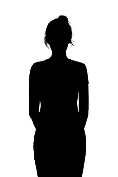 Silhouette of young unknown woman on a white isolated background Stock Photos