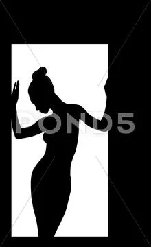 Silhouette of young woman in a doorway Stock Illustration
