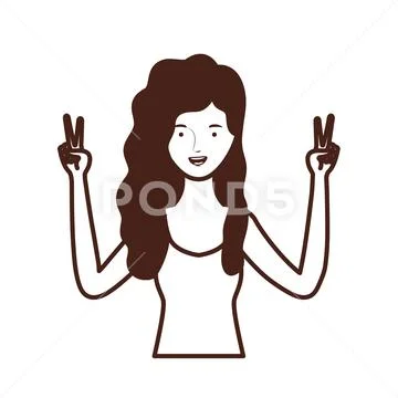 Silhouette of young woman on white background Stock Illustration